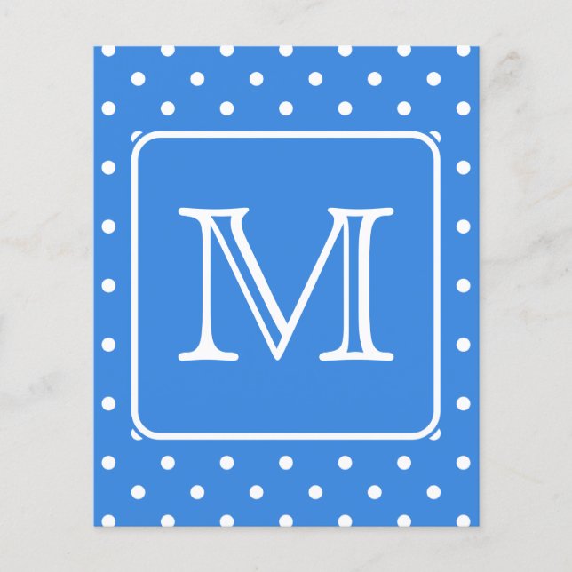 Monogram blauw en wit Polka Dot Pattern. Custom. (Voorkant)
