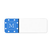 Monogram blauw en wit Polka Dot Pattern. Custom. Etiket (Voorkant)
