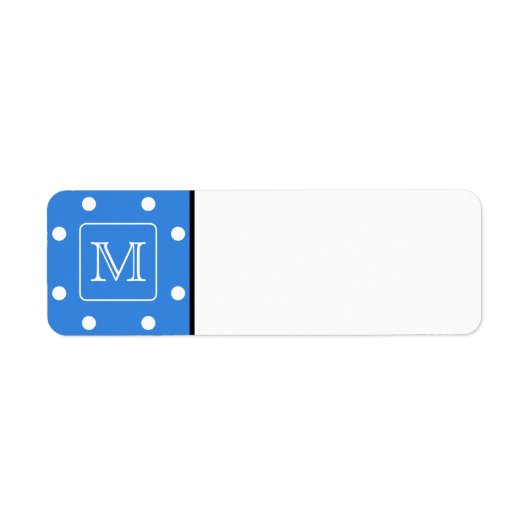 Monogram blauw en wit Polka Dot Pattern. Custom. Etiket (Voorkant)