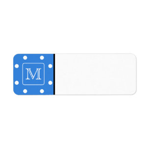 Monogram blauw en wit Polka Dot Pattern. Personali Etiket