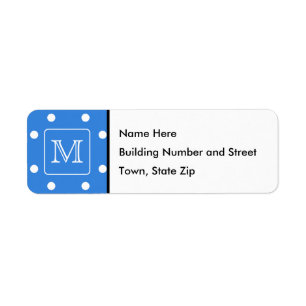 Monogram blauw en wit Polka Dot Pattern. Personali Etiket