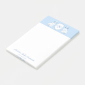 Monogram blauw en wit Staffordshire Spaniels Post-it® Notes (Schuin)