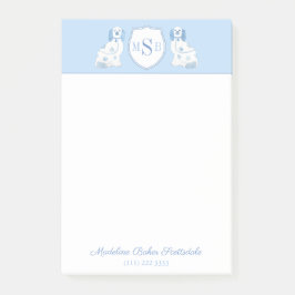 Monogram blauw en wit Staffordshire Spaniels Post-it® Notes