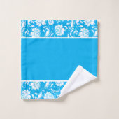 Monogram blauw en witte dampmaskers bad handdoek (Wasdoekje)