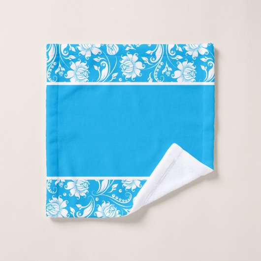 Monogram blauw en witte dampmaskers bad handdoek (Wasdoekje)