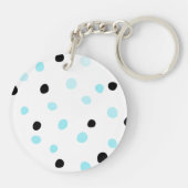 Monogram Blauw en Zwarte Stippen Sleutelhanger (Achterkant)