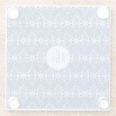 Monogram blauw fietspatroon glazen onderzetter (Achterkant)