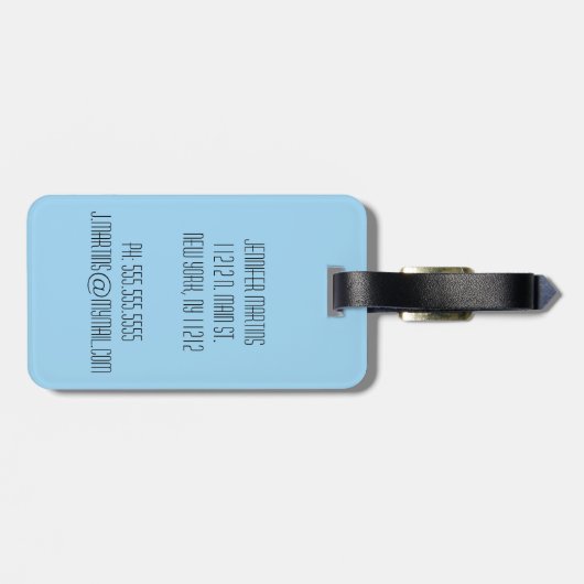 Monogram blauw Floral Pattern Elephants Bagagelabel (Achterkant horizontaal)