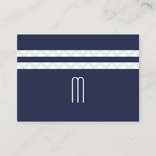 Monogram blauw / Floral Stripe Patroon Visitekaartje (Voorkant)