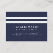 Monogram blauw / Floral Stripe Patroon Visitekaartje (Achterkant)