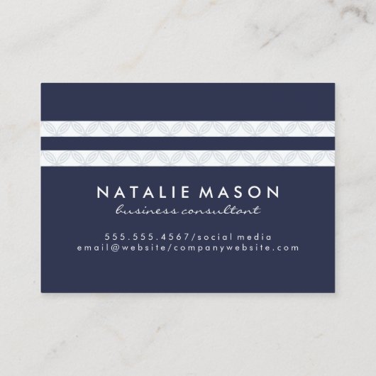 Monogram blauw / Floral Stripe Patroon Visitekaartje (Achterkant)