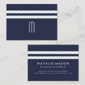 Monogram blauw / Floral Stripe Patroon Visitekaartje (Voorkant / Achterkant)