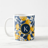 Monogram Blauw Geel Citrus Citrus Koffiemok (Links)