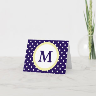 Monogram Blauw Geel Polka Dot Persoonlijke Note Ka Notitiekaartje