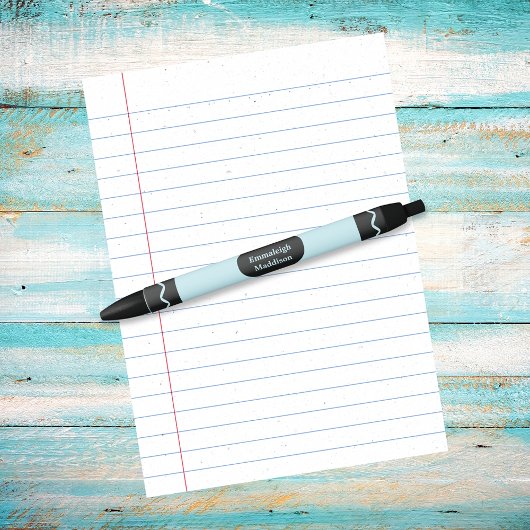 Monogram blauw gekleurde krayon van pasta zwarte inkt pen