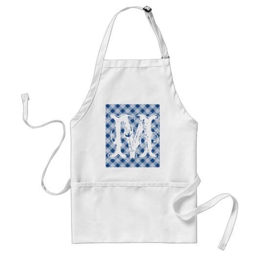 Monogram blauw gingham korte schorten voor mannen  (Voorkant)