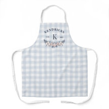 Monogram blauw Gingham Pink Floral Family