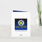 Monogram Blauw, Goud Bloemen Bedankkaart (Achterkant)