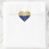 Monogram Blauw, Goud Bloemen Bruiloft Favor Sticke Hart Sticker (Tas)