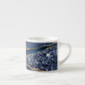 Monogram Blauw Goud Glitter Agate Marmer Expresso Espresso Kop (Rechts)