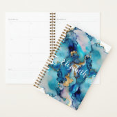 Monogram Blauw Goud Was Abstract Waterverf Planner (Display)