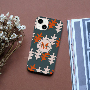 Monogram blauw, grijs en Oranje Abstract kunstpatr Case-Mate iPhone 14 Hoesje