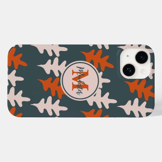 Monogram blauw, grijs en Oranje Abstract kunstpatr Case-Mate iPhone Case (Achterkant (horizontaal))