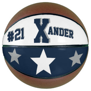 Monogram Blauw, Grijs en Wit Basketbal