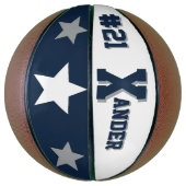 Monogram Blauw, Grijs en Wit Basketbal (Verticaal)