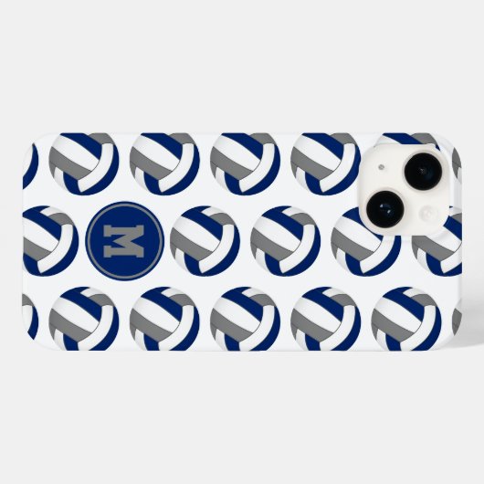 Monogram blauw grijs volleyballen patroon Case-Mate iPhone case (Achterkant (horizontaal))