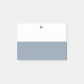 Monogram Blauw Grijs Wit Kleurblok Post-it® Notes (Voorkant)
