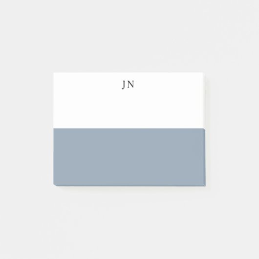 Monogram Blauw Grijs Wit Kleurblok Post-it® Notes (Voorkant)