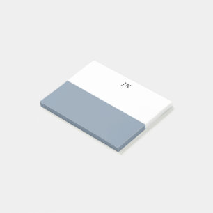 Monogram Blauw Grijs Wit Kleurblok Post-it® Notes