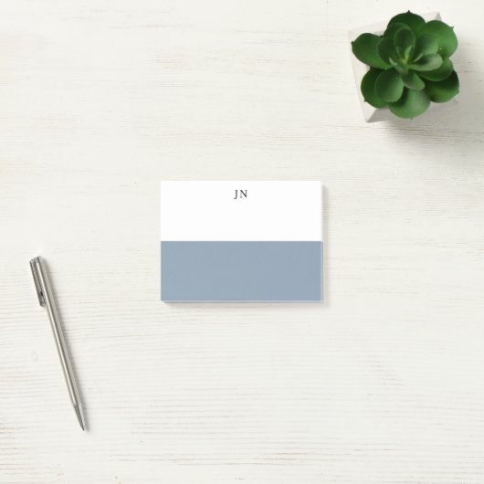 Monogram blauw grijs wit kleurenblok post-it® notes (Kantoor)