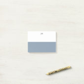Monogram blauw grijs wit kleurenblok post-it® notes (Op bureau)
