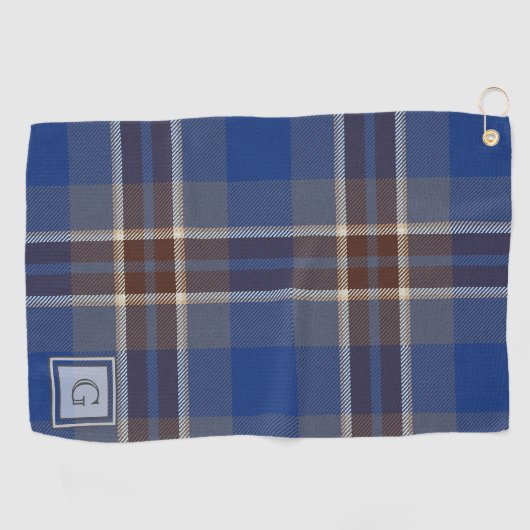 Monogram blauw grijze toneelcadeaus voor mannen Ge Golfhanddoek (Horizontaal)