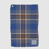 Monogram blauw grijze toneelcadeaus voor mannen Ge Golfhanddoek (Voorkant)