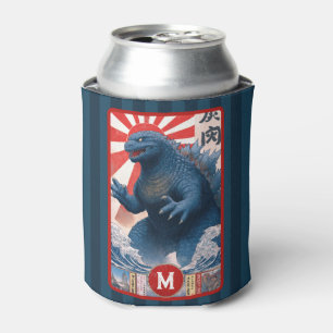 Monogram Blauw Hagedis Monster Vet Retro Cool Leuk Blikjeskoeler