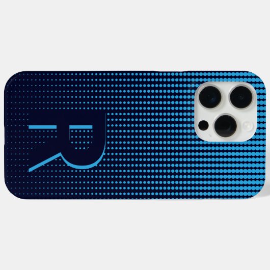 Monogram blauw Halftone Modern Initiaal gepersonal Case-Mate iPhone Case (Achterkant (horizontaal))