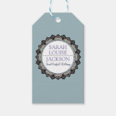 Monogram blauw handgemaakte kleding designer Label Cadeaulabel (Voorkant)