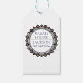 Monogram Blauw Handgemaakte Kleding Designer Label Cadeaulabel (Voorkant)