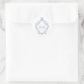 Monogram Blauw Huwelijk Ronde Sticker (Tas)