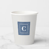 Monogram, Blauw Jean Denim Print 8oz papieren beke Bekers (Voorkant)