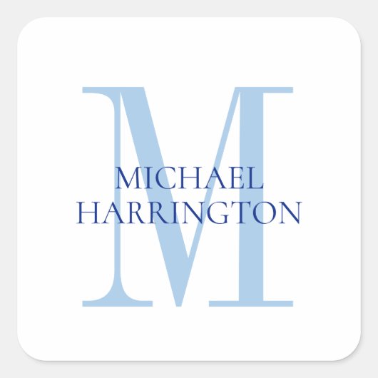 Monogram blauw kledingstuk Ki, naam van gepersonal Vierkante Sticker (Voorkant)