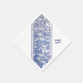 Monogram Blauw Konijn Dier Whimsical Custom Napki Servet (Hoek)