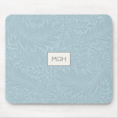 Monogram  blauw Larkspur-ventilatorpatroon Muismat (Voorkant)