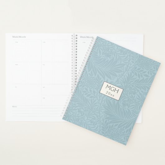 Monogram blauw Larkspur-ventilatorpatroon Planner (Display)