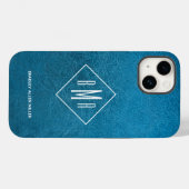 Monogram blauw leder Case-Mate iPhone case (Achterkant (horizontaal))