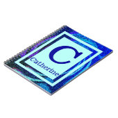 Monogram blauw Lijst voor de oceaan en naam Notitieboek (Linkerzijde)