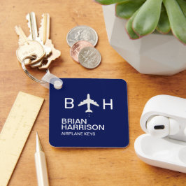 Monogram blauw Logo Sleutelhanger